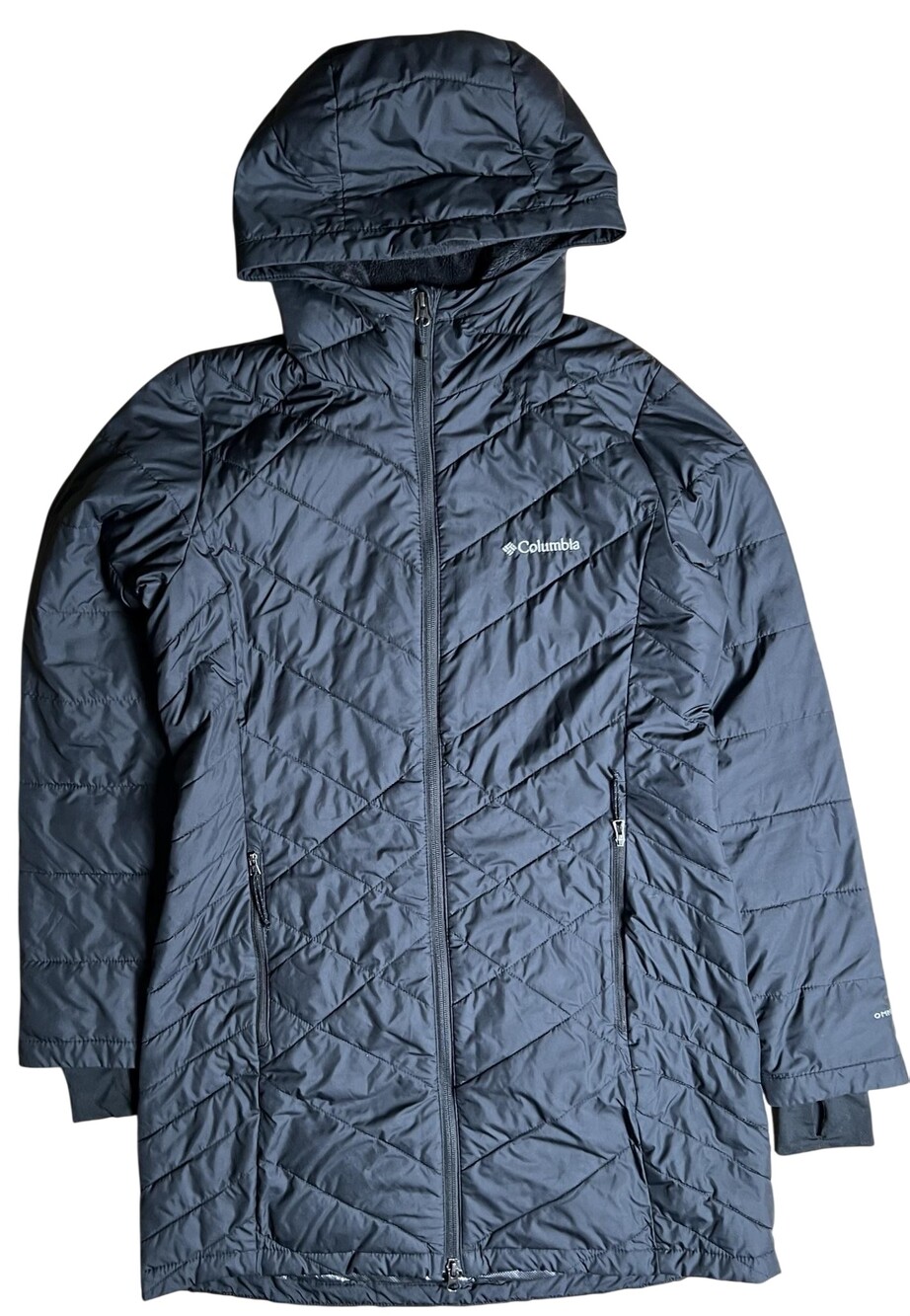 Columbia Coat Womens M Black Parka Hooded Insulated Quilted Lightweight